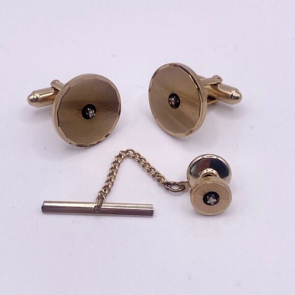 Anson Vintage Karatclad Cufflinks and Tie Tack - Picture 2 of 6